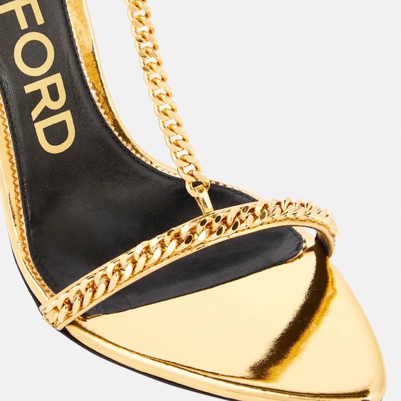 Tom Ford Mirror Padlock T-Strap chain leather sandals - Picture 2 of 5